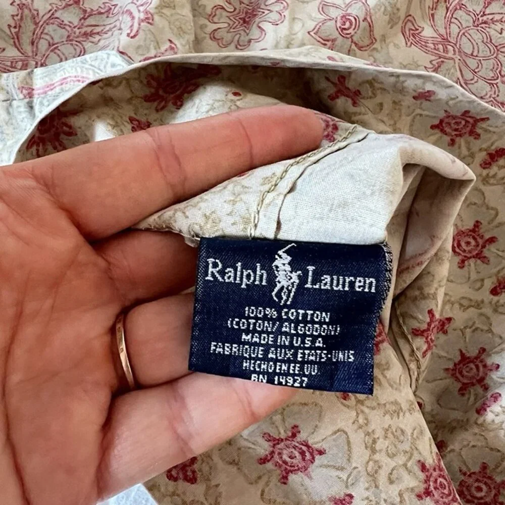 Vintage Ralph Lauren Cotton USA Amelia‎ Floral King Pillowcase Paisley Cottage